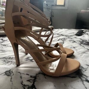 Dream Pairs Beige Strappy High Heel Sandals